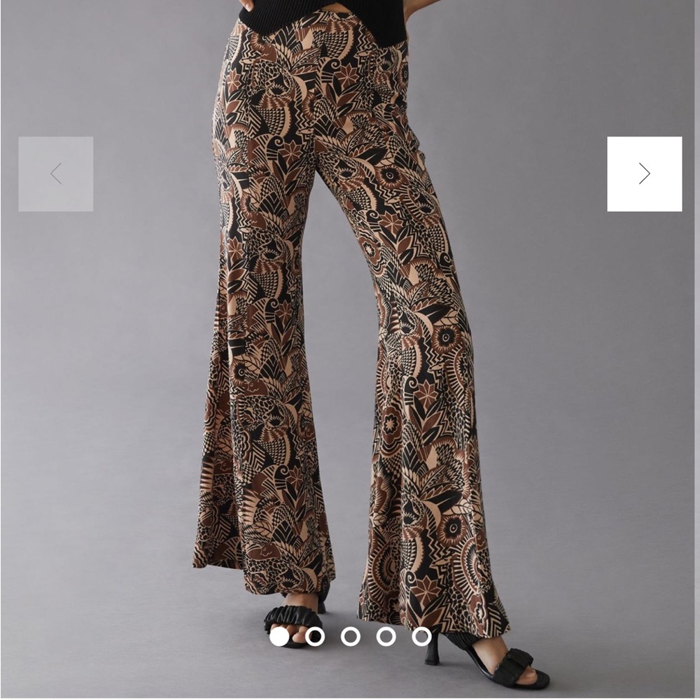 Anthropologie Drapey Flare Pants Brown Motif NWT